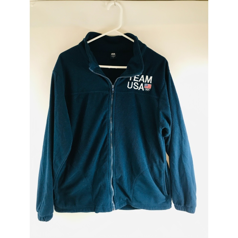 USA Jacket Men's Size Large Ocean Team USA Full Zip Fleece Embroider *Run Small*